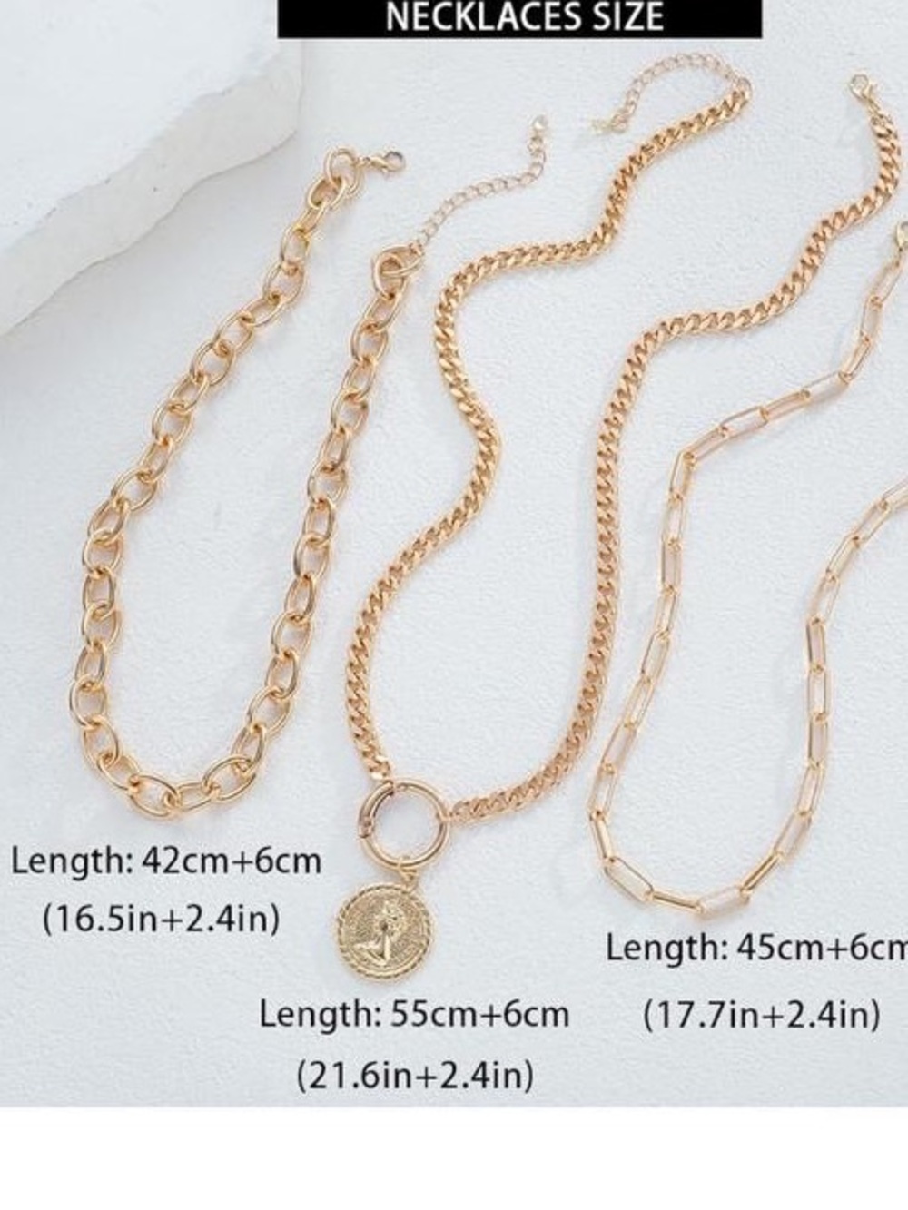 Anthropologie Layered Gold Coin and Chain Necklace Set - Picture 3 of 6